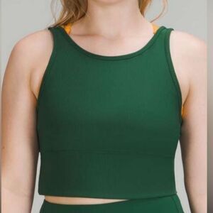 Lululemon Green Power Pivot Ribbed Athleisure Workout Tank Top XS
